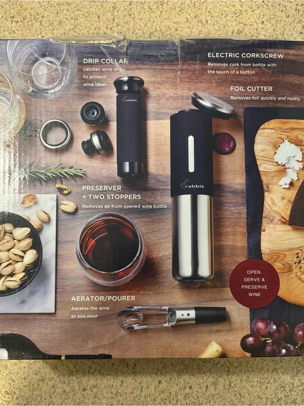 Rabbit Pro Electric Wine Opener Set - Black & Stainless